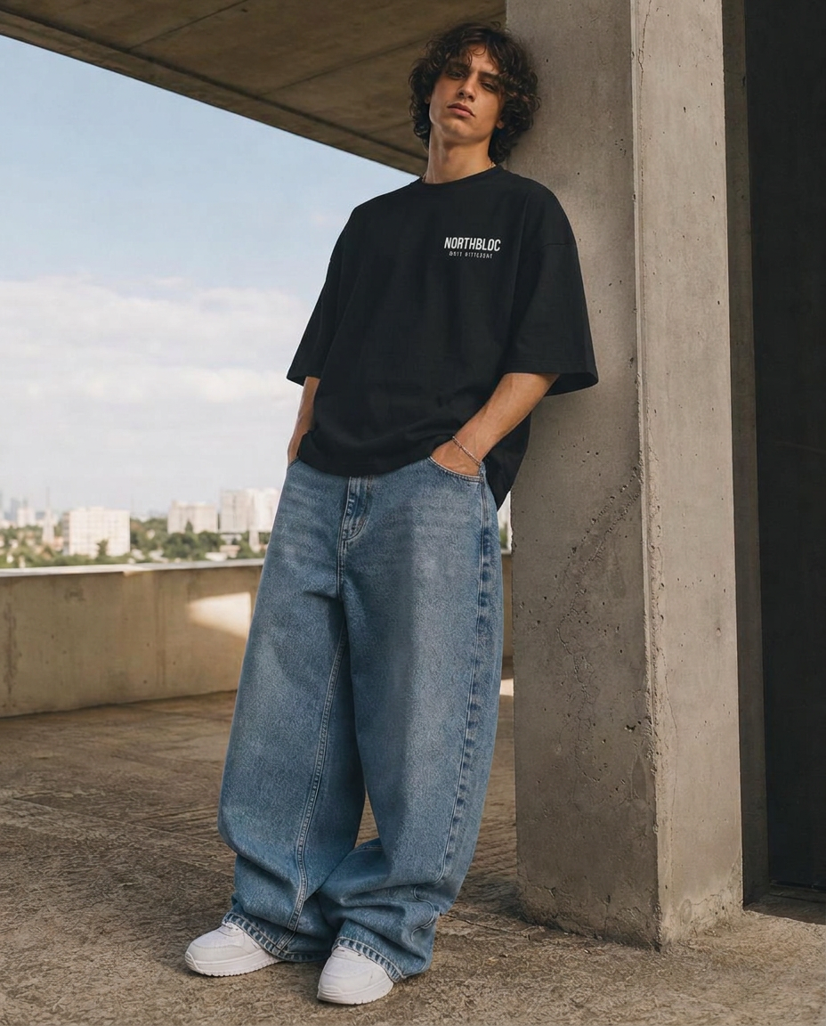 NORTHBLOC wide-leg denim in vintage blue